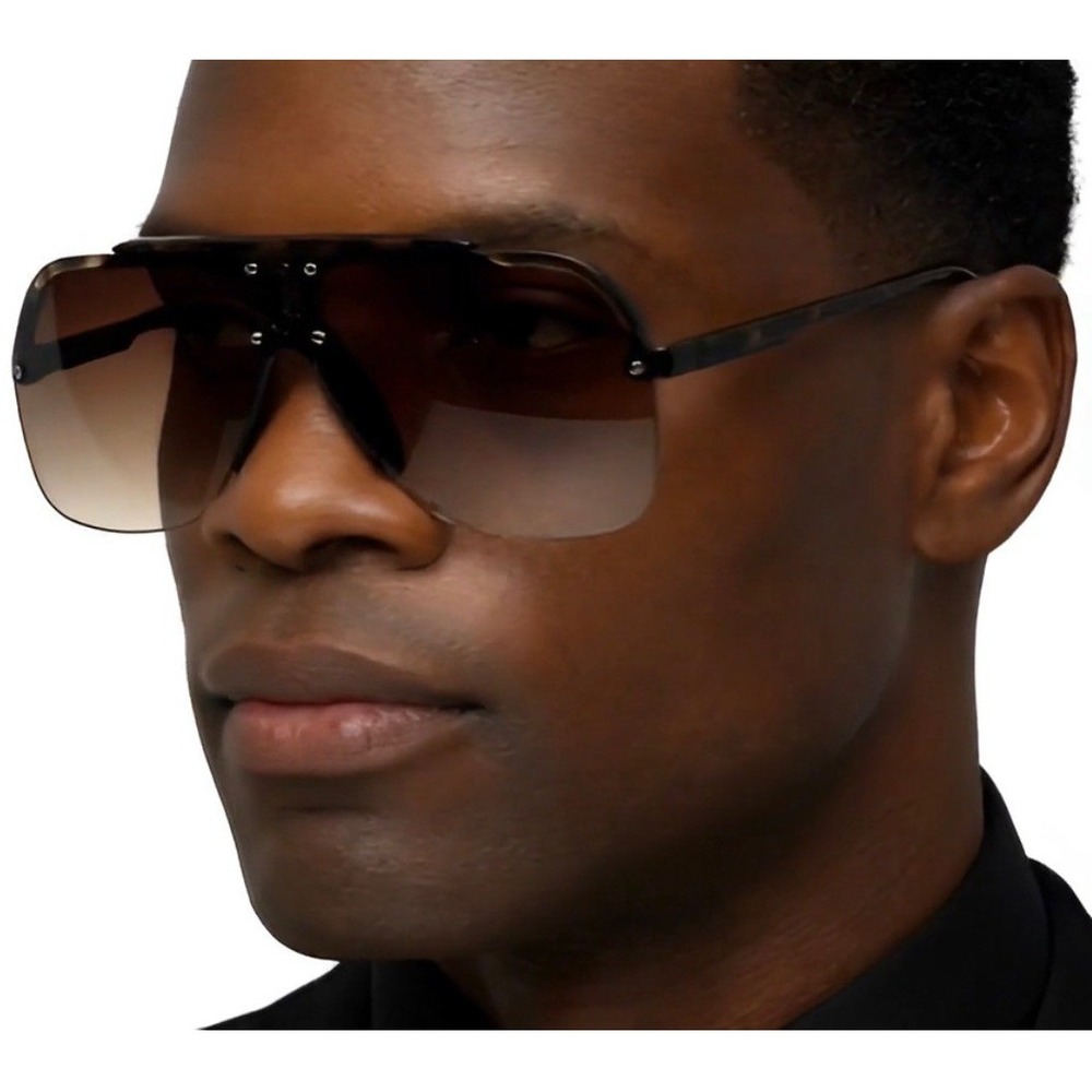 Sunglasses Brown Lens Shield Visor Flat Top Brown Tortoise Fashion Shades Lentes